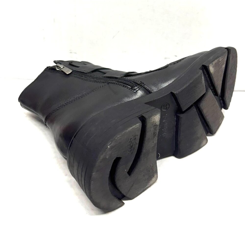 MIZ MOOZ LEATHER BOOTS BUCKLE SIDE ZIPPER BLACK 37EU / 7US NEW # Z-233 - Picture 5 of 5